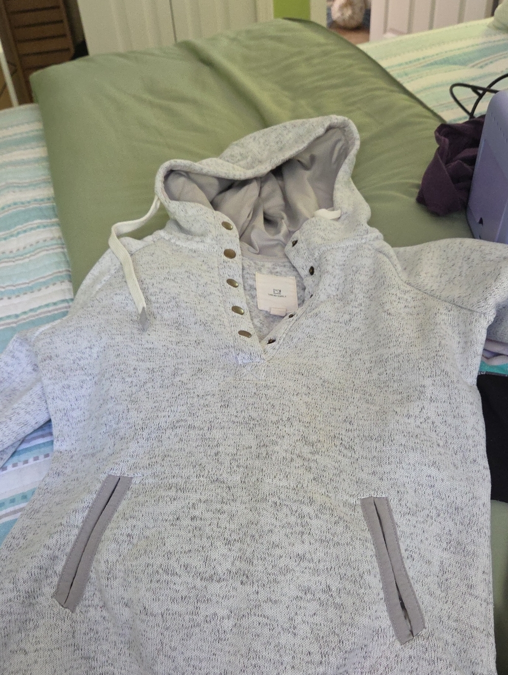Thread & Supply Men's Zip-Up Hoodie Sweater in Light Heather Gray
